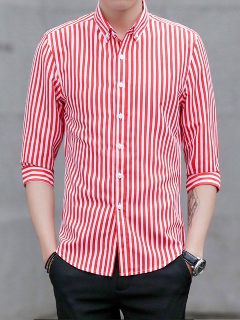 StyleCast x Revolte Men Cutaway Collar Bengal Striped Cotton Casual Shirt - Image 4