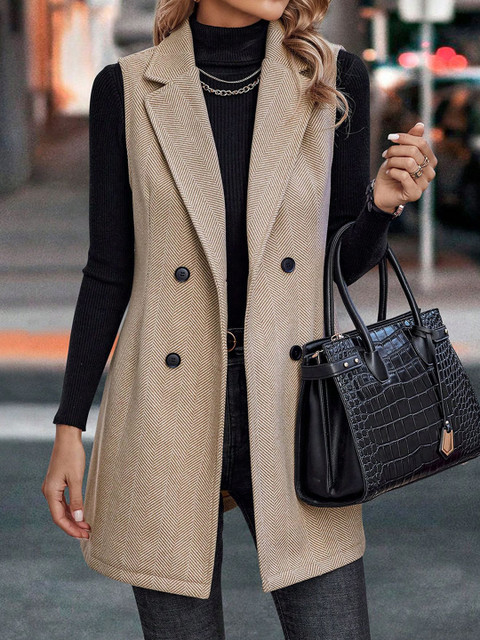 StyleCast x Revolte Women Longline Lapel Collar Open Front Jacket