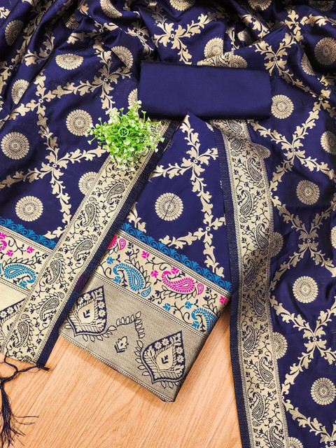 LeeliPeeri Designer Ethnic Motifs Woven Design Banarasi Silk Unstitched Dress Material