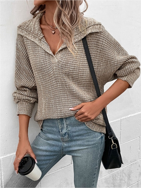 StyleCast Khaki Cable Knitted Shawl Collar Cardigan - Image 5