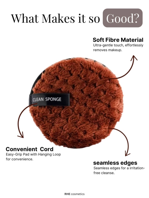 Rhe Cosmetics Renew Glow Reusable Makeup Removal & Cleansing Pads - Brown - Image 3