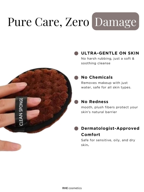 Rhe Cosmetics Renew Glow Reusable Makeup Removal & Cleansing Pads - Brown - Image 4