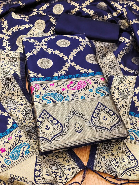 LeeliPeeri Designer Ethnic Motifs Woven Design Banarasi Silk Unstitched Dress Material - Image 2