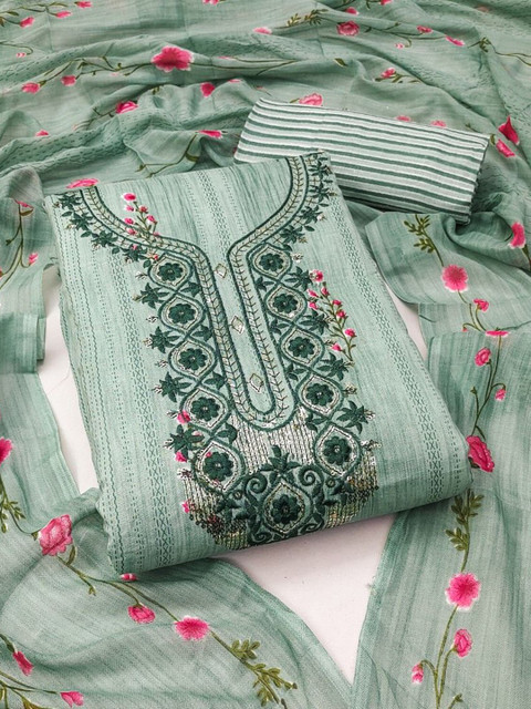 KALINI Floral Embroidered Unstitched Dress Material