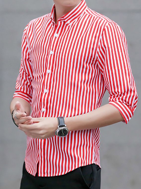 StyleCast x Revolte Men Cutaway Collar Bengal Striped Cotton Casual Shirt - Image 2