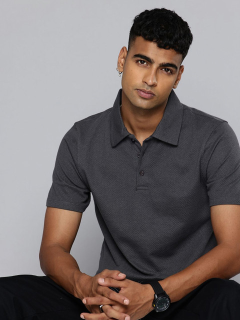 Moda Rapido Self Design Polo Collar Relaxed Fit Cotton T-shirt