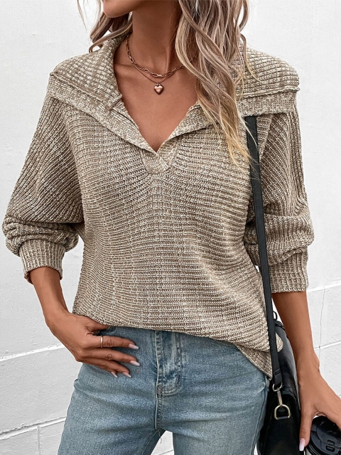 StyleCast Khaki Cable Knitted Shawl Collar Cardigan - Image 3