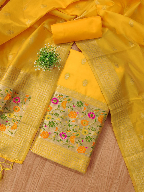 LeeliPeeri Designer Ethnic Motifs Woven Design Banarasi Silk Unstitched Dress Material