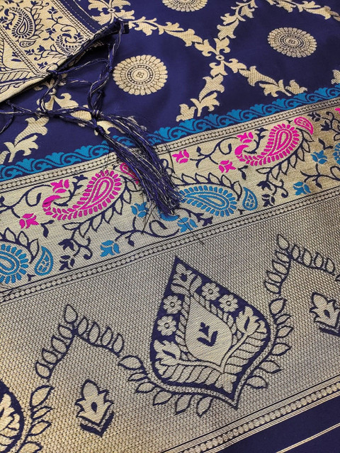 LeeliPeeri Designer Ethnic Motifs Woven Design Banarasi Silk Unstitched Dress Material - Image 4