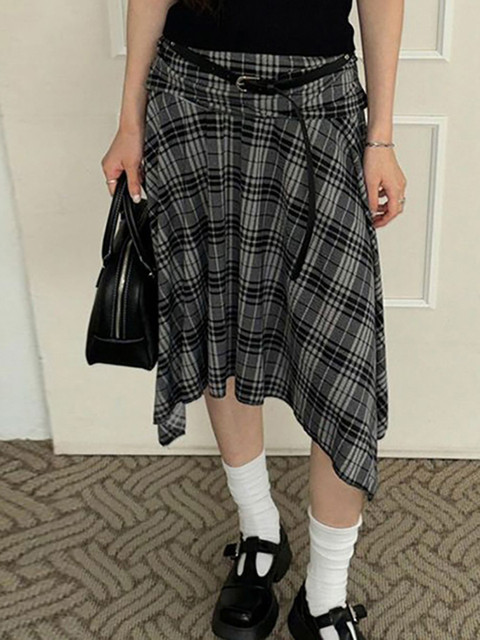StyleCast x Revolte Checked A-Line Midi Skirts