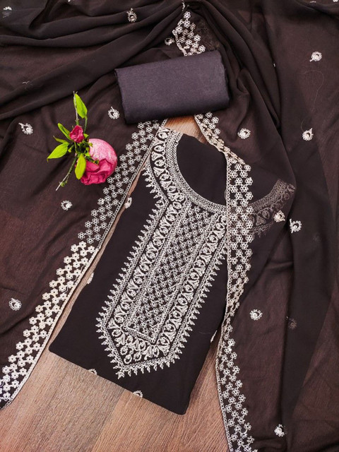 KALINI Embroidered Georgette Unstitched Dress Material