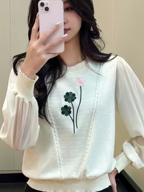 StyleCast Women Embroidered Pullover Sweater - Image 2