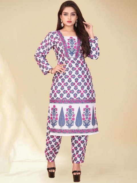 MISS CLOTHING Women Floral Printed Straight Kurta with Trousers