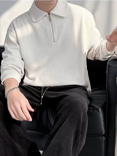StyleCast x Revolte Men Solid Shirt Collar Pullover Sweatshirt - Image 6
