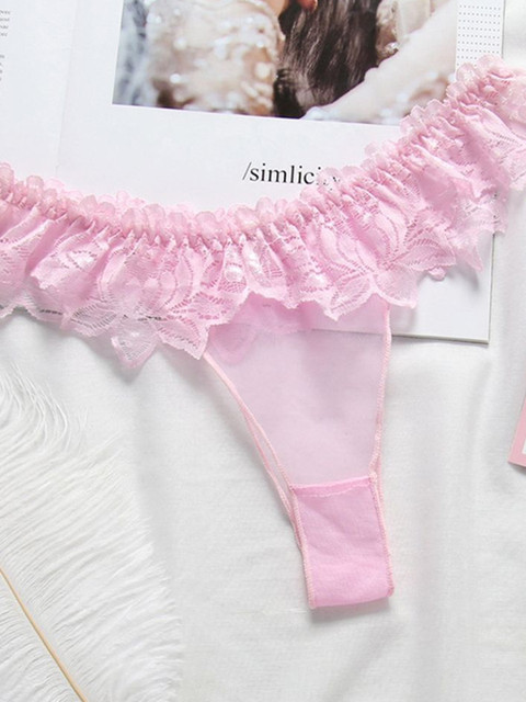 LULU & SKY Women Lace Low-Rise Thong Briefs