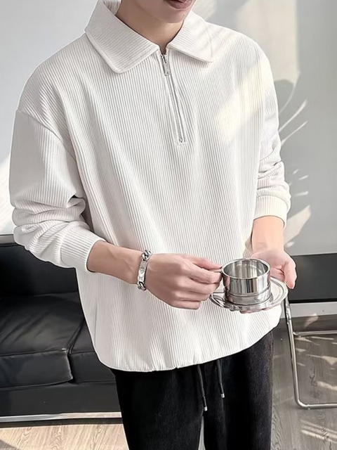 StyleCast x Revolte Men Solid Shirt Collar Pullover Sweatshirt - Image 4