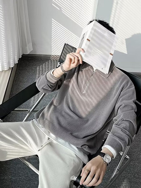 StyleCast x Revolte Men Shirt Collar Sweatshirt - Image 5