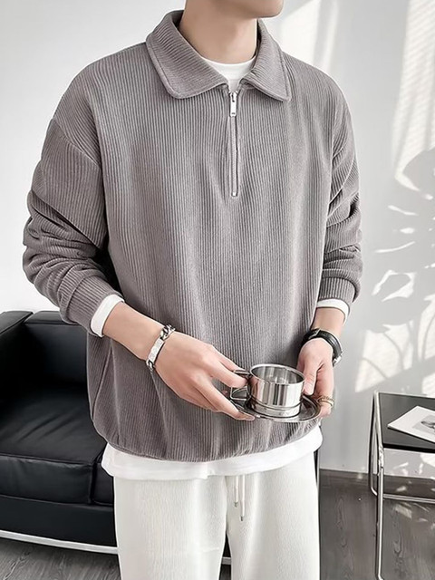 StyleCast x Revolte Men Shirt Collar Sweatshirt - Image 6