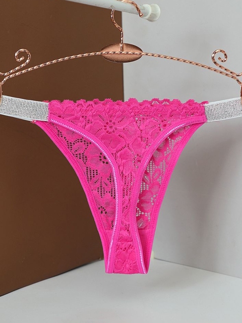 LULU & SKY Women Semi-sheer Lace Thong Briefs - Image 4