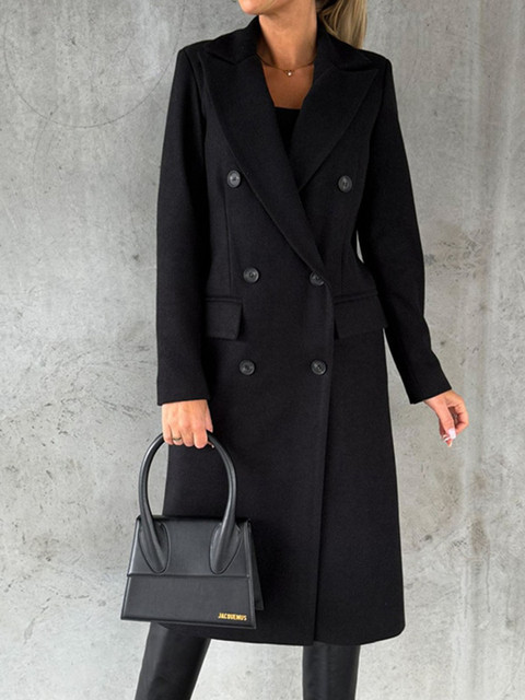 StyleCast Black Double-Breasted Overcoat