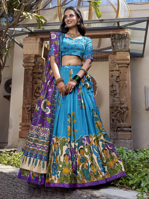 LOOKNBOOK ART Ethnic Printed Ready to Wear Lehenga & Unstitched Blouse With Dupatta