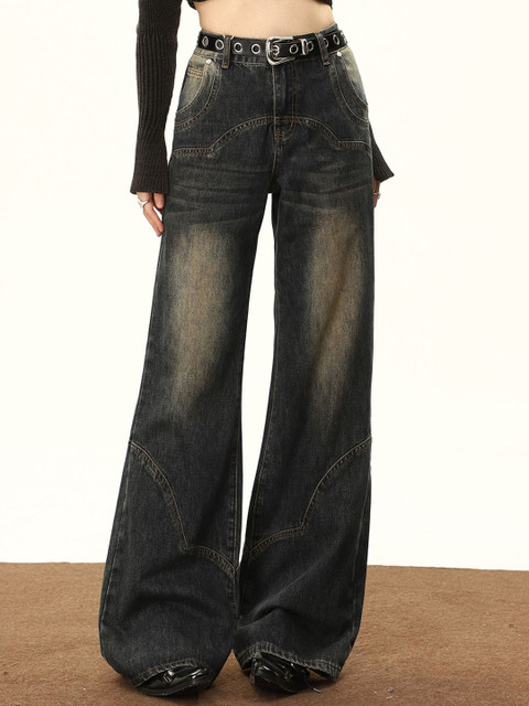 StyleCast Women Wide Leg High-Rise Light Fade Denim Jeans