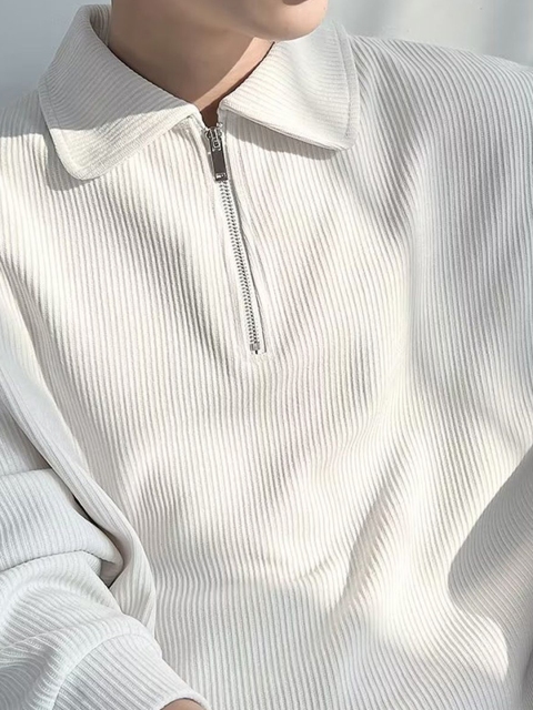 StyleCast x Revolte Men Solid Shirt Collar Pullover Sweatshirt - Image 2