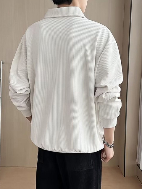 StyleCast x Revolte Men Solid Shirt Collar Pullover Sweatshirt - Image 3