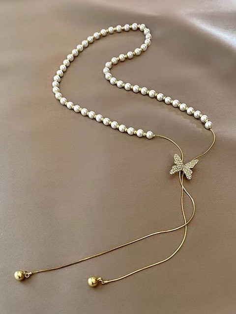 Thrillz Stainless Steel Gold-Plated Pearls Beaded Necklace