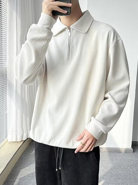 StyleCast x Revolte Men Solid Shirt Collar Pullover Sweatshirt - Image 5