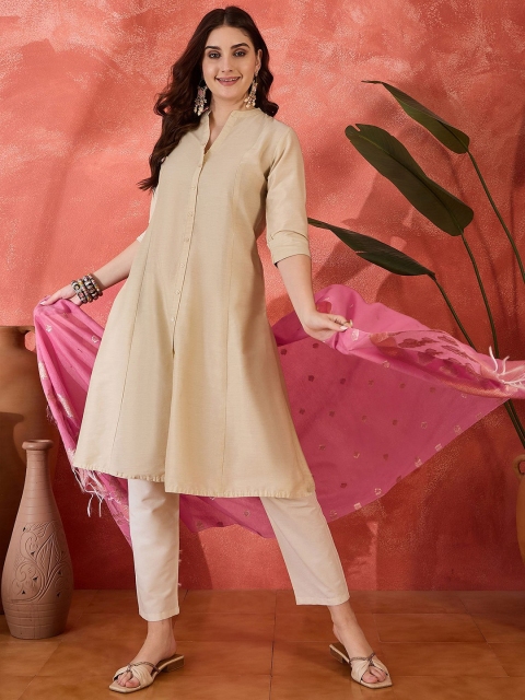 Sangria Ethnic Motifs Woven Design Embroidered Zari Dupatta - Image 5