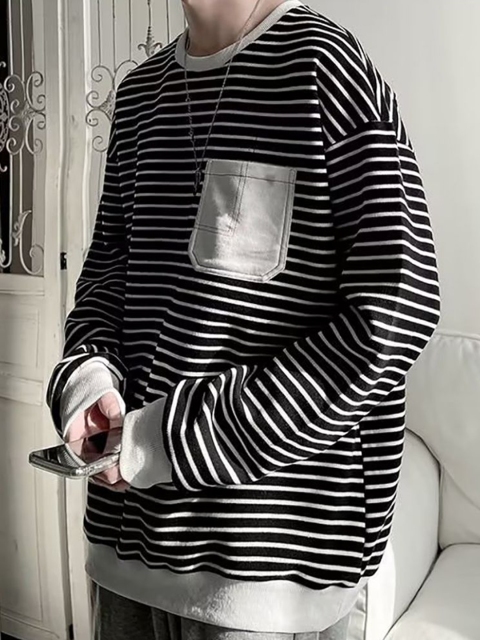 StyleCast x Revolte Men Striped Round Neck Pullover Sweatshirt - Image 3
