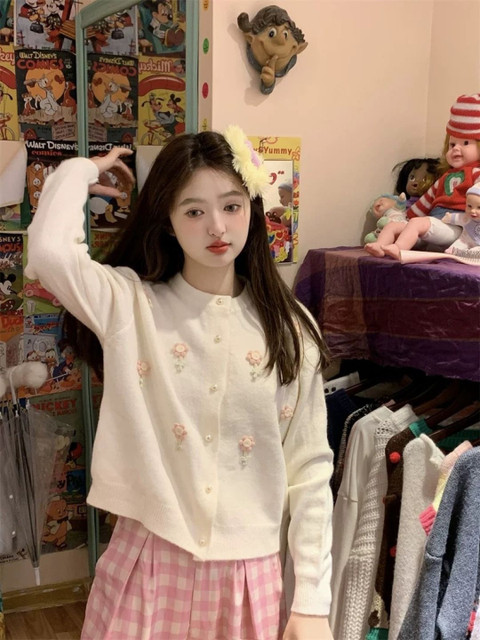 StyleCast Women Round Neck Self Design Floral Cardigan