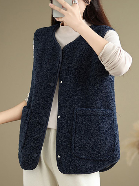 StyleCast x Revolt Navy Blue Sleeveless Jacket