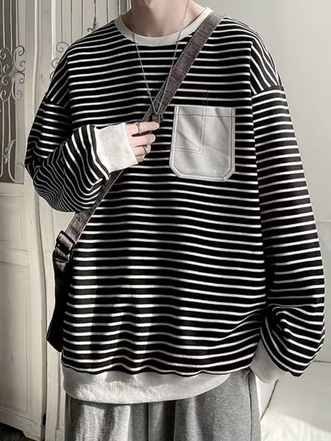 StyleCast x Revolte Men Striped Round Neck Pullover Sweatshirt - Image 4