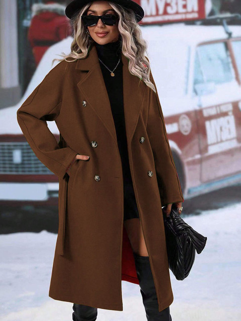 StyleCast x Revolte Women Notched Lapel Collar Knee Length Overcoat