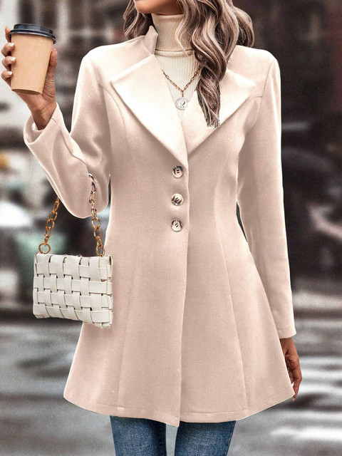 StyleCast x Revolte Solid Single-Breasted Notched Lapel Overcoat