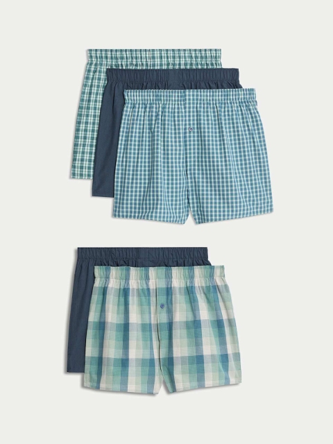 Marks & Spencer Men Pack Of 5 Printed Pure Cotton Boxers