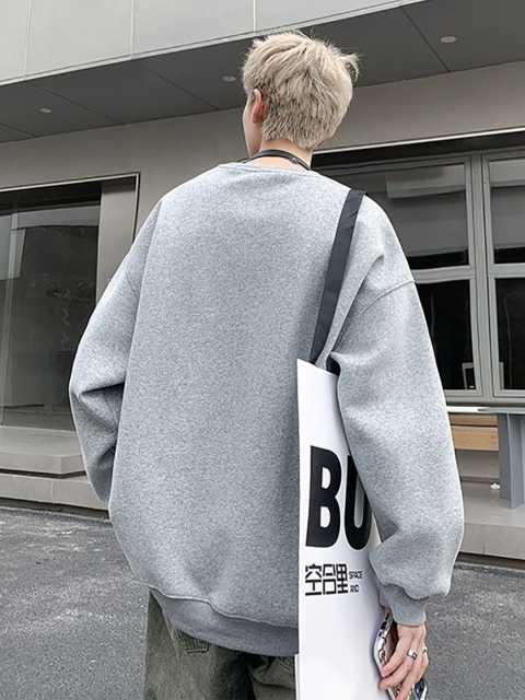 StyleCast x Revolte Men Solid Round Neck Cotton Pullover Sweatshirt - Image 3