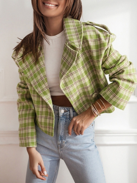 StyleCast Women Checked Open Front Jacket