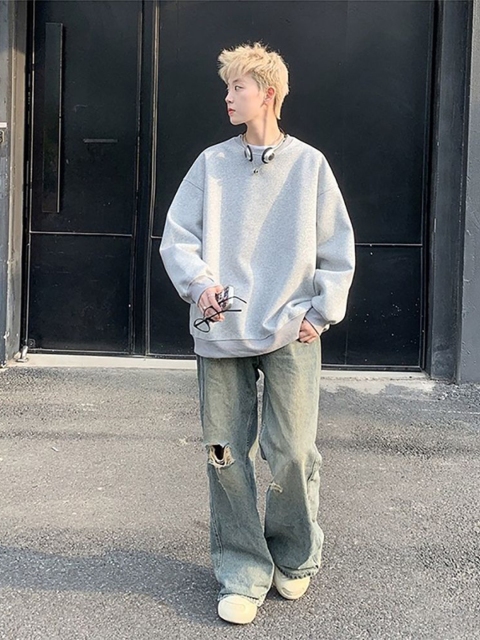 StyleCast x Revolte Men Solid Round Neck Cotton Pullover Sweatshirt - Image 4