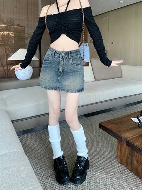 StyleCast Blue Straight Mini Skirt