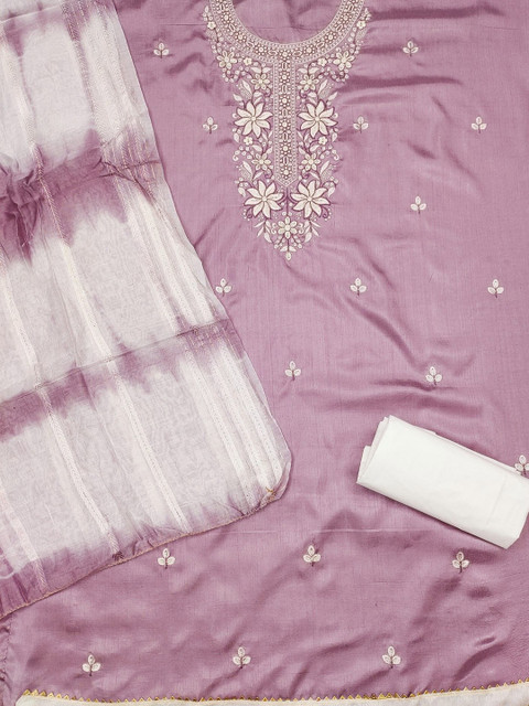 Panzora Floral Embroidered Unstitched Dress Material - Image 3