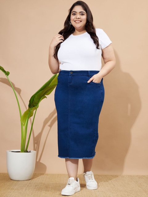 Purple Feather Pencil Midi Skirt - Image 5