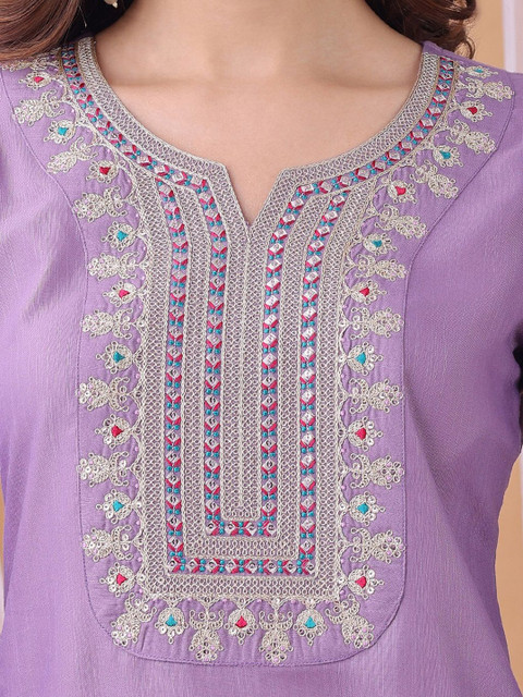 KALINI Women Floral Embroidered Kurta with Trousers & Dupatta - Image 2