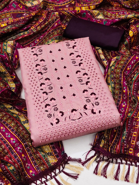 KALINI Embroidered Thread Work Unstitched Dress Material