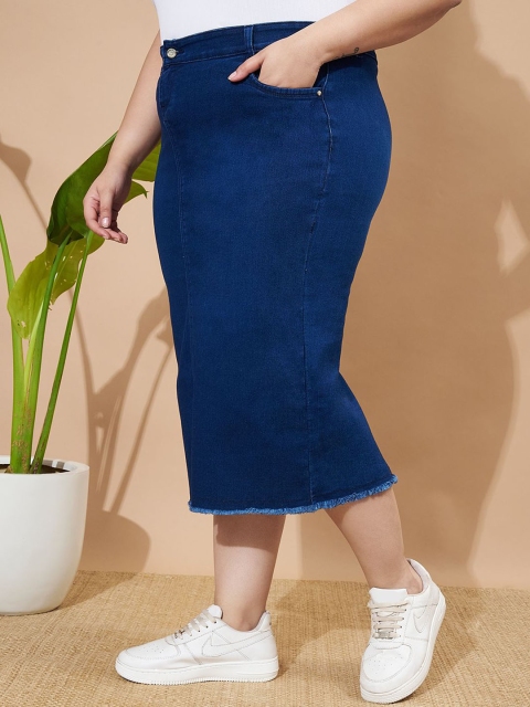 Purple Feather Pencil Midi Skirt - Image 3