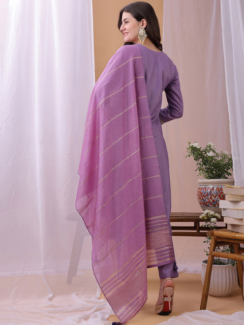KALINI Women Floral Embroidered Kurta with Trousers & Dupatta - Image 4