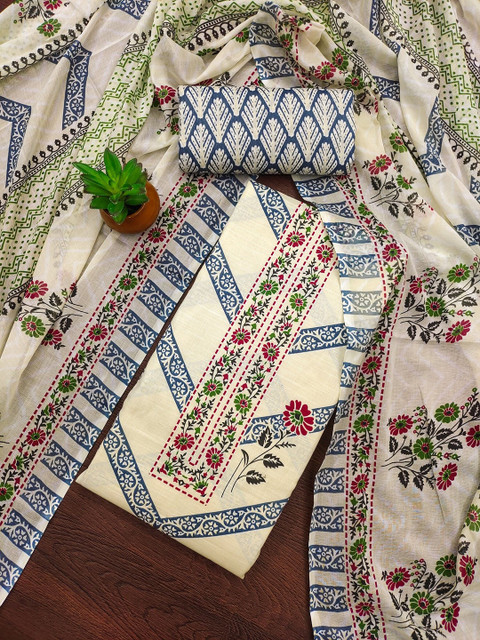 Panzora Floral Printed Cotton Unstitched Dress Material