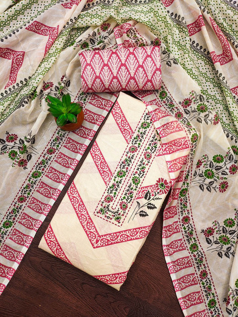 Panzora Floral Printed Cotton Unstitched Dress Material